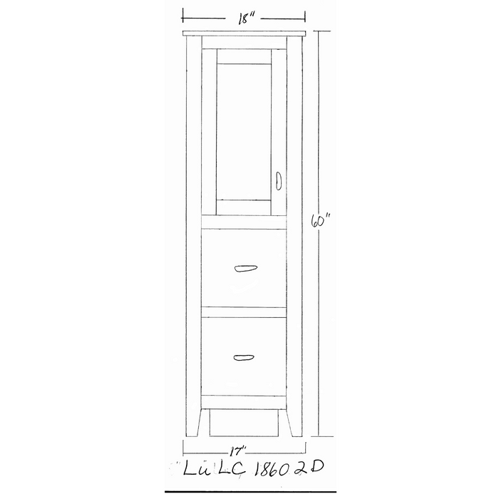 Amish Luray Linen Closet With Drawers - Multiple Sizes 18" Wide x 60" High Linen Closets Contemporary