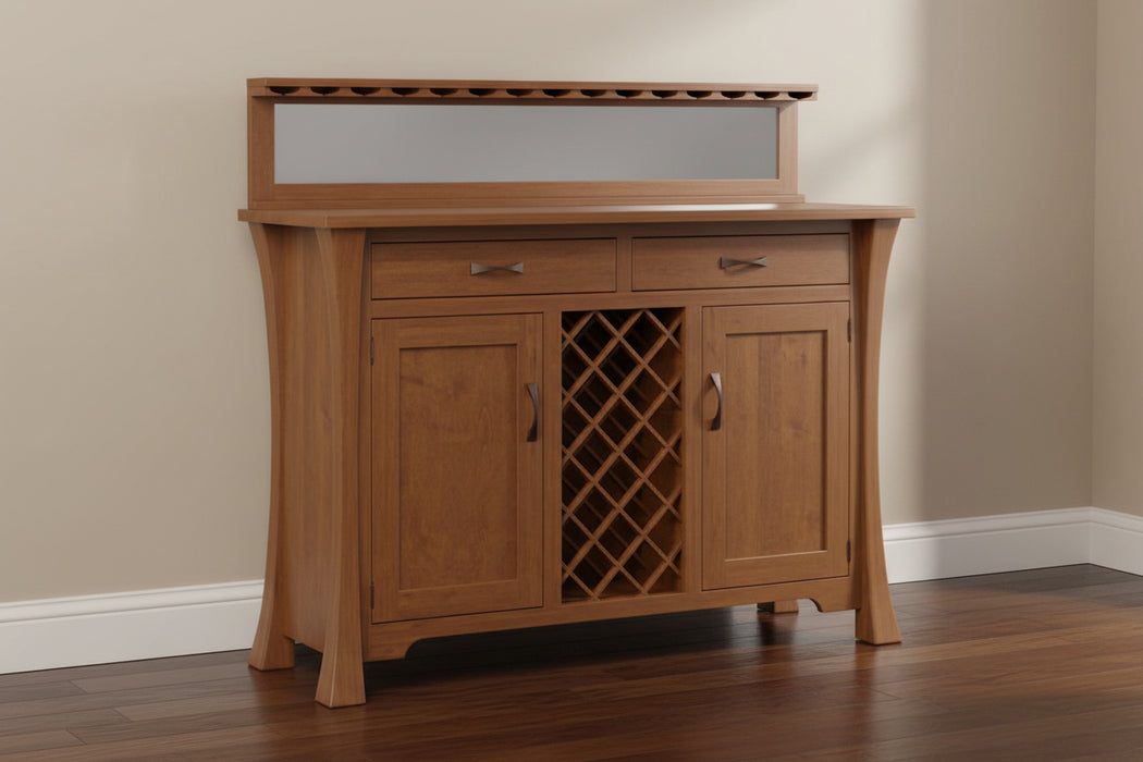 - Standard Hardware: K525-96-DBAC
- Wine Rack Center
- Mirror Back
- Wine Glass Holders
- Reverse Panel Doors
- Wood Shelves
- Dovetailed Drawers
- All Drawers on Full Extension Slides