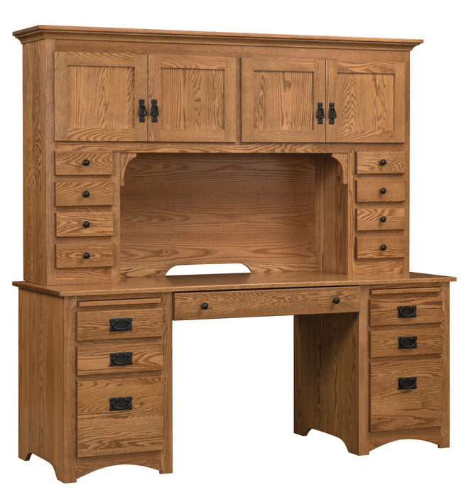 Mission Double Pedestal Desk and Hutch