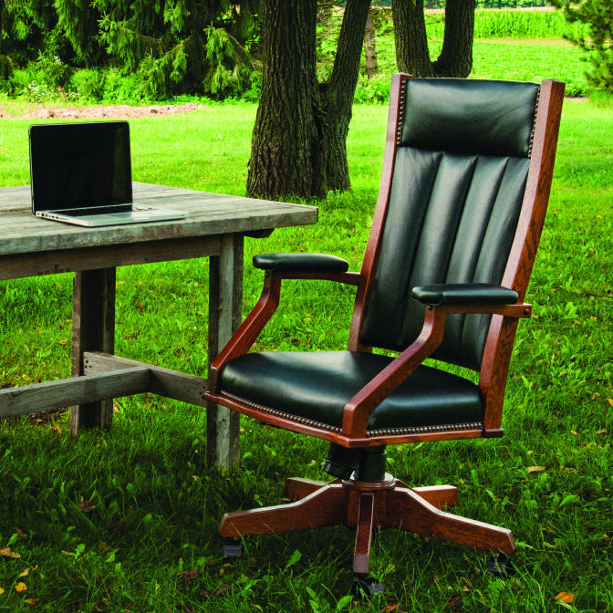 Amish Alabama Mission Office Chair With Arm Covers