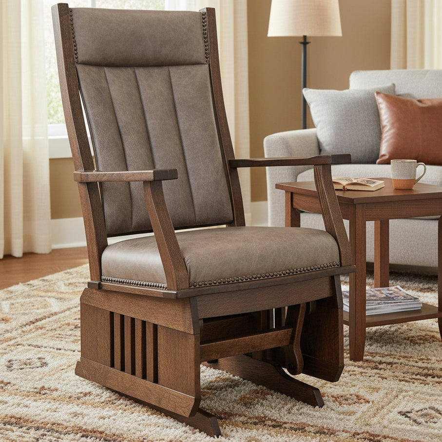 Amish Mission Glider with Slat Slides