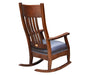 Quick Ship Amish Mission Buckeye Rocker - Buckeye Rocker's - Amish Made Traditional Rocker - Genuine Leather - Back View