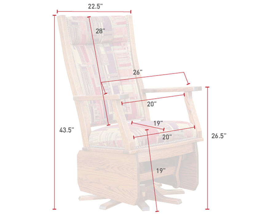 Amish Mission Swivel Glider with Solid Sides - 8-Star Base