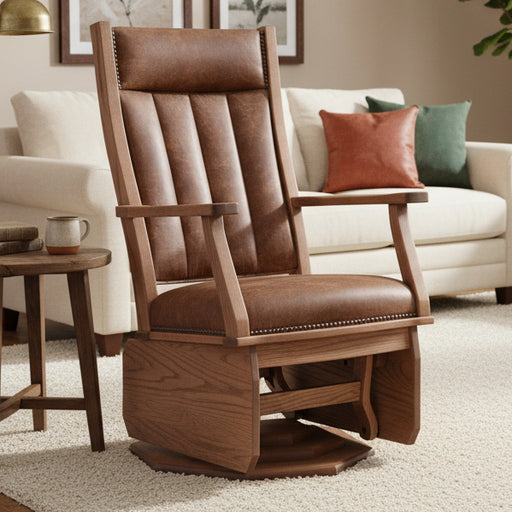 Amish Mission Swivel Glider with Solid Sides - Platform Base Swivel Gliders Heartland Fabric Indoor Fabric