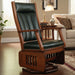 Quick Ship Amish Mission Buckeye Swivel Glider - Buckeye Rockers - Amish Made Leather Swivel Glider - Top Grain Leather Glider