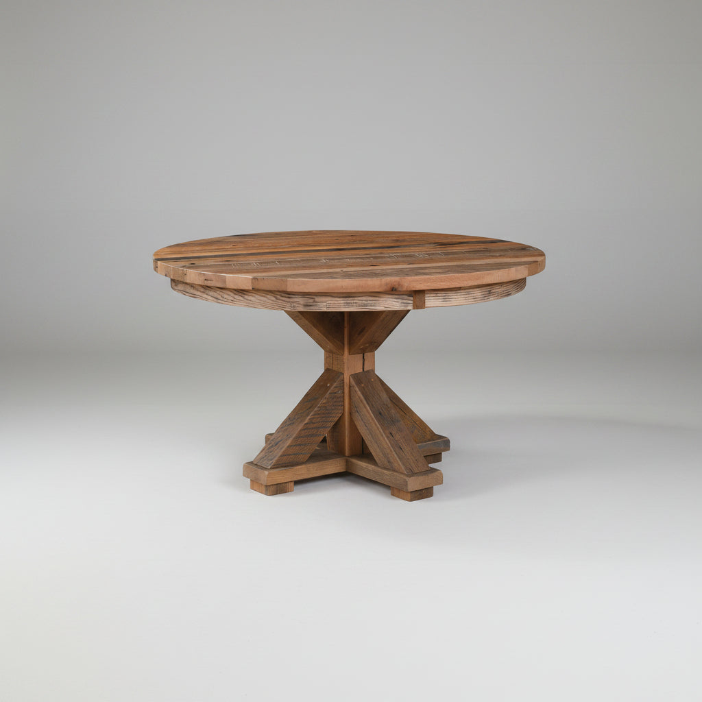 Truman Reclaimed Dining Table Single Pedestal Tables Farmhouse Reclaimed Barnwood