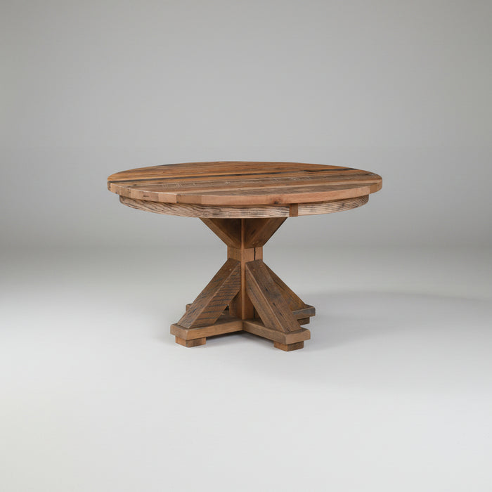 Truman Reclaimed Dining Table Single Pedestal Tables Farmhouse Reclaimed Barnwood