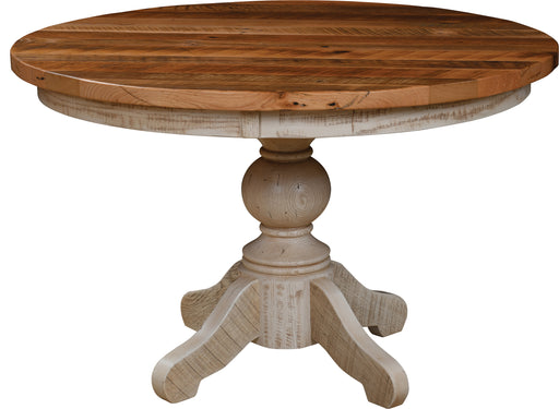 Rockford Reclaimed Dining Table Single Pedestal Tables Farmhouse Reclaimed Barnwood