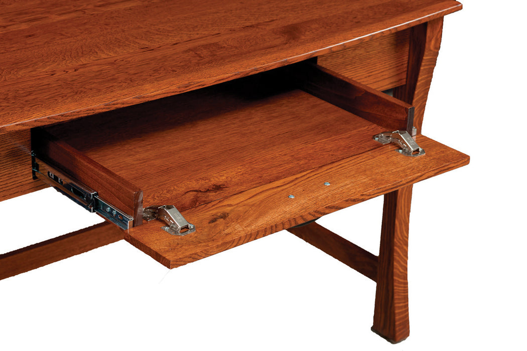 Amish Ventura Single Pedestal Desk with Keyboard Drawer