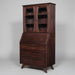 Mid Century Secretary Desk with Glass Hutch Top for Display Solid Oak Amish Built