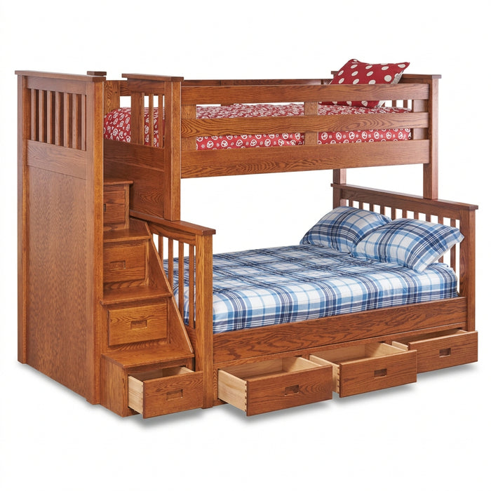 Amish Millers Mission Bunk Bed with Step Unit