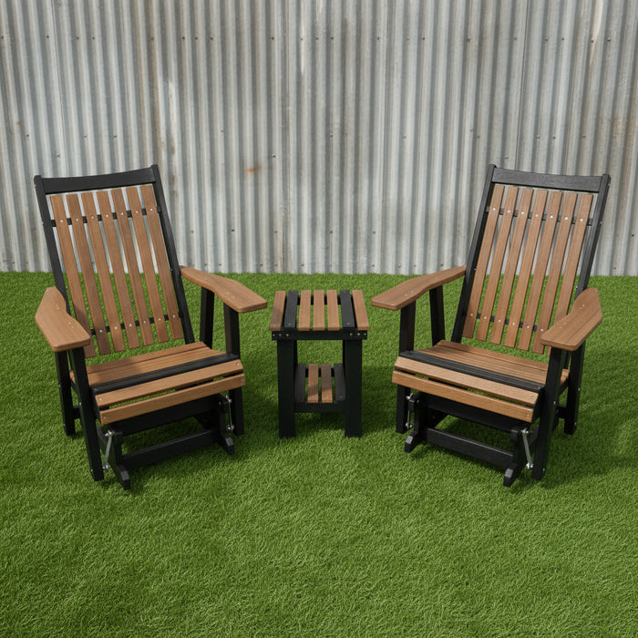 Amish Mission Adirondack Glider Set - In-Stock Ant. Mahogany/Black