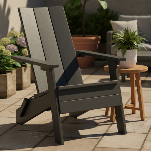 Folding Adirondack Chair Modern Style in Black outdoor Amish poly furniture