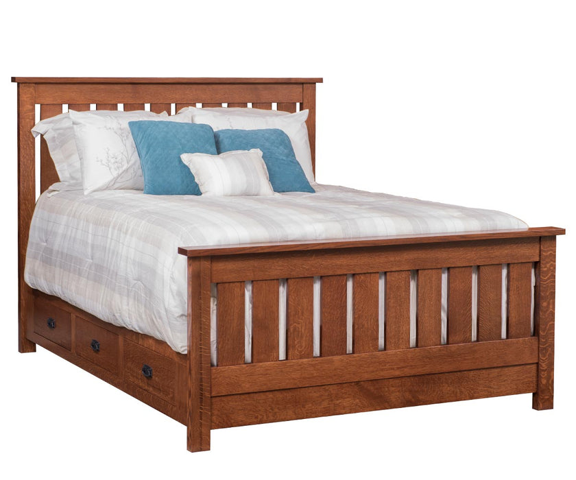 Claremont Mission Slat Storage Bed with Low Footboard