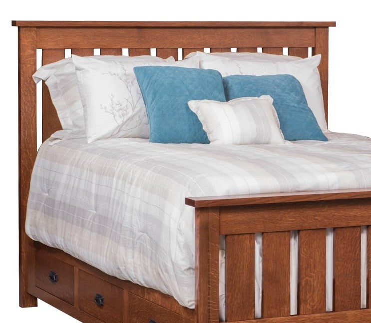 Claremont Mission Slat Storage Bed with Low Footboard