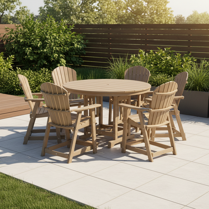 Amish Hilton 60" Round Counter Height Set with 6 Counter Chairs (Your Choice)