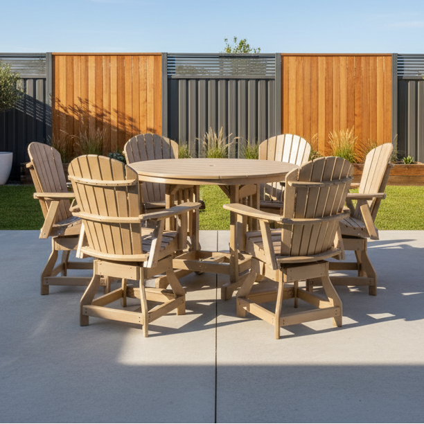 Amish Hilton 60" Round Counter Height Set with 6 Counter Chairs (Your Choice)