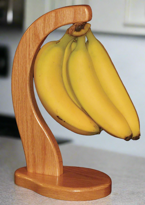 Banana Holder Like on Tree Solid Oak Amish Made Front Facing