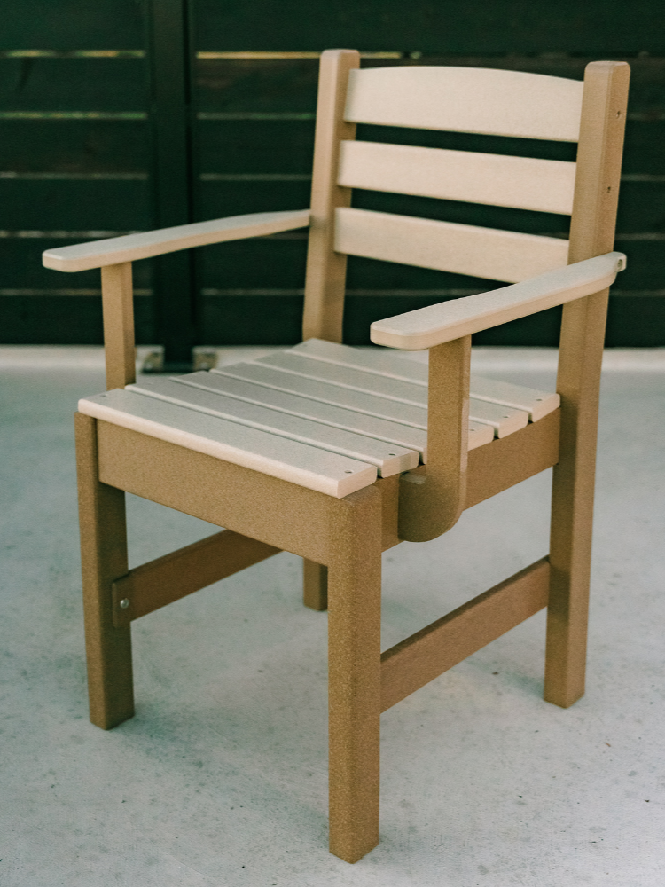 Amish Polybird Sunset Captain Dining Chair - Weatherwood on Brown - Main Photo