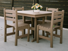 Amish Polywood Sunset 38" Square Dining Set - 4 Side Chairs - All Weatherwood - Main Set Photo