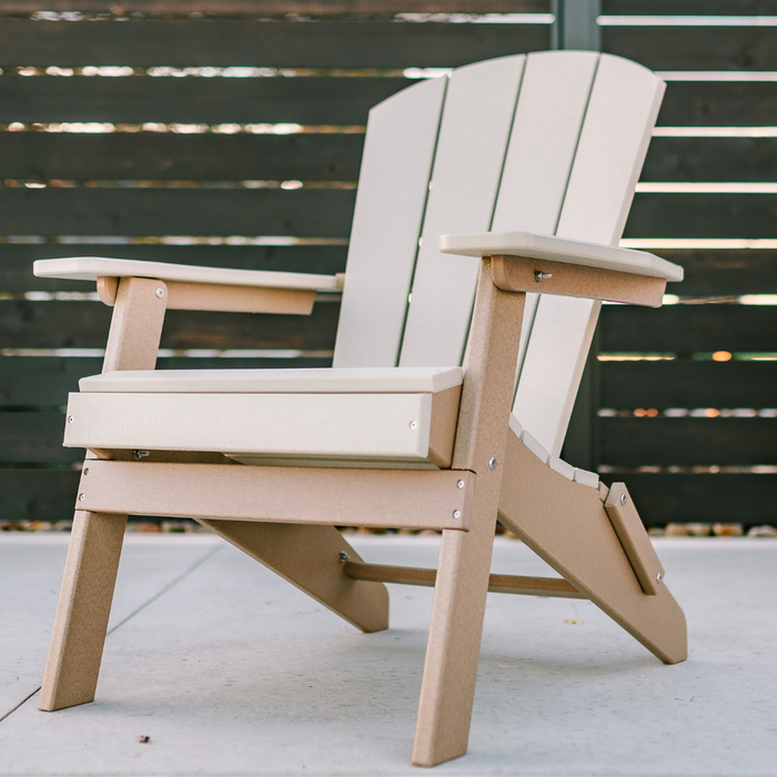 Amish Polybird Folding Adirondack Chair - Weatherwood on Brown - Main Photo