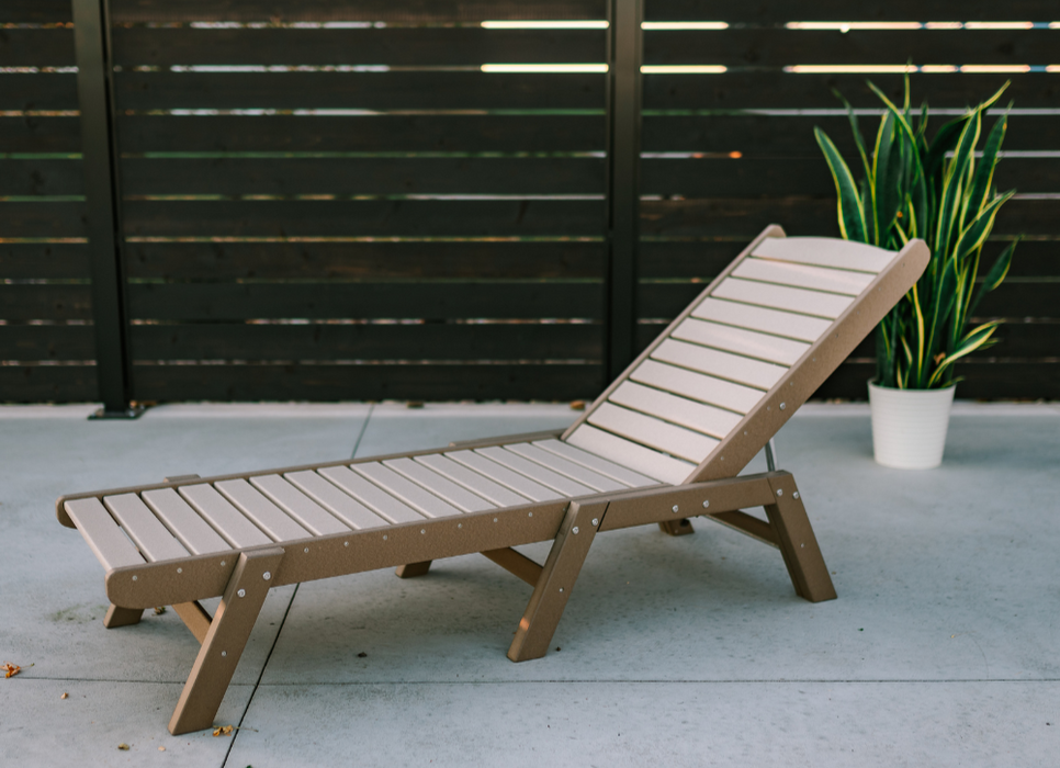 Amish Sunset Chaise Lounge - Weatherwood on Brown - Position 2