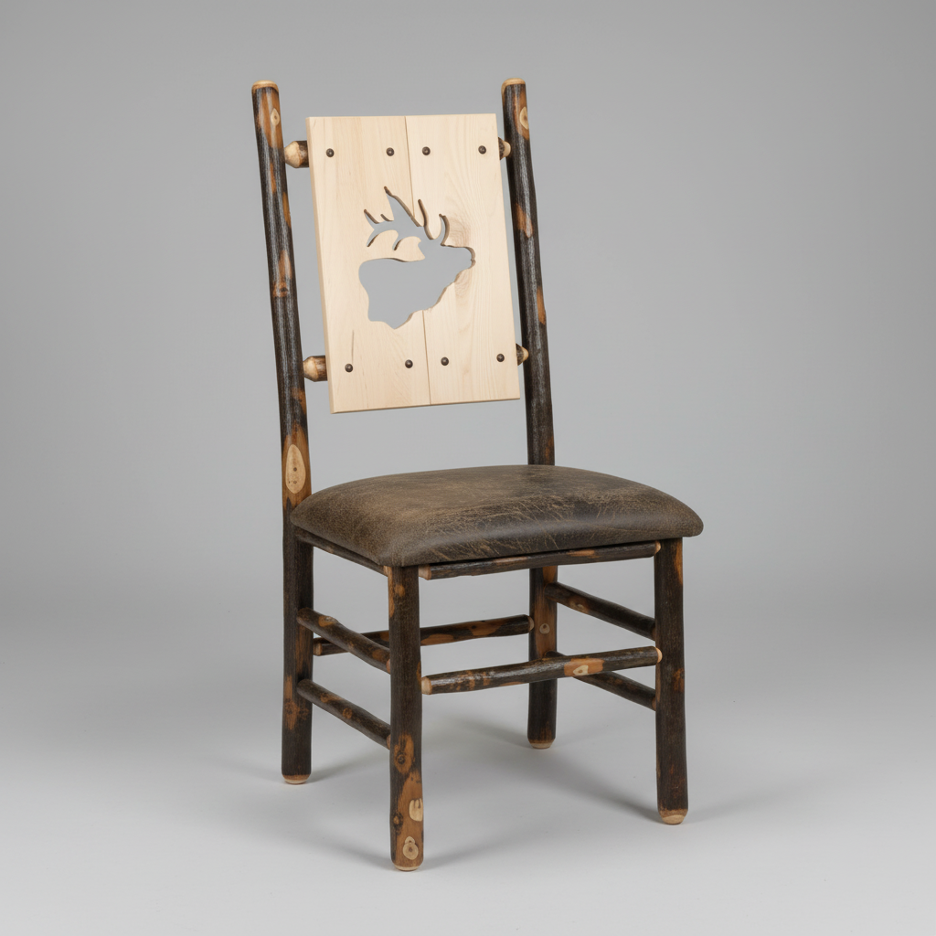 Amish Hickory Log Wildlife Dining Chair