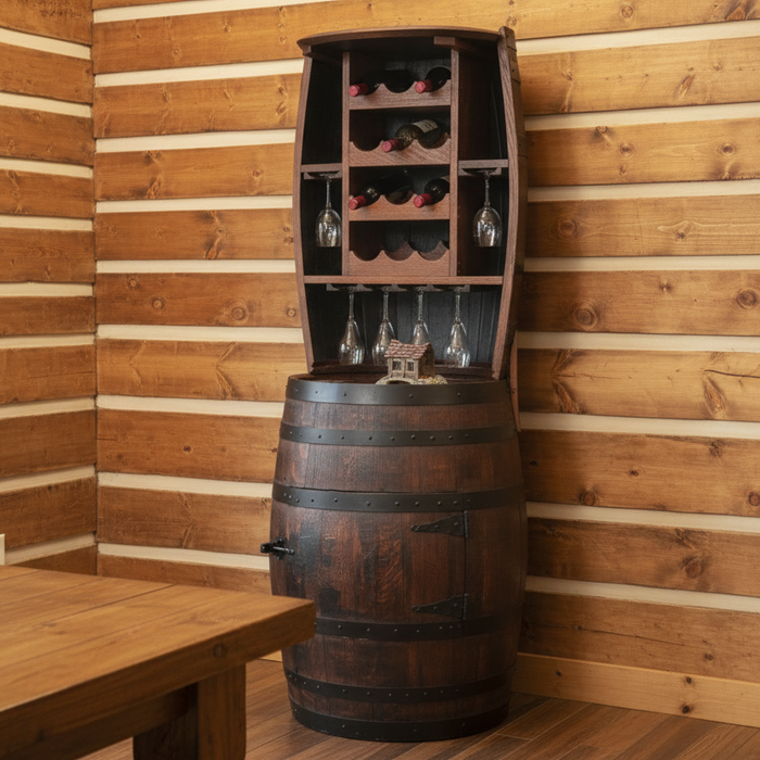 Amish Whiskey Barrel Bottle Hutch (12 Bottle)