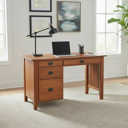 Prairie Mission Single Pedestal Desk
48" Wide x 22" Deep x 30" High
Rustic QSWO - OCS-113 - Michaels
