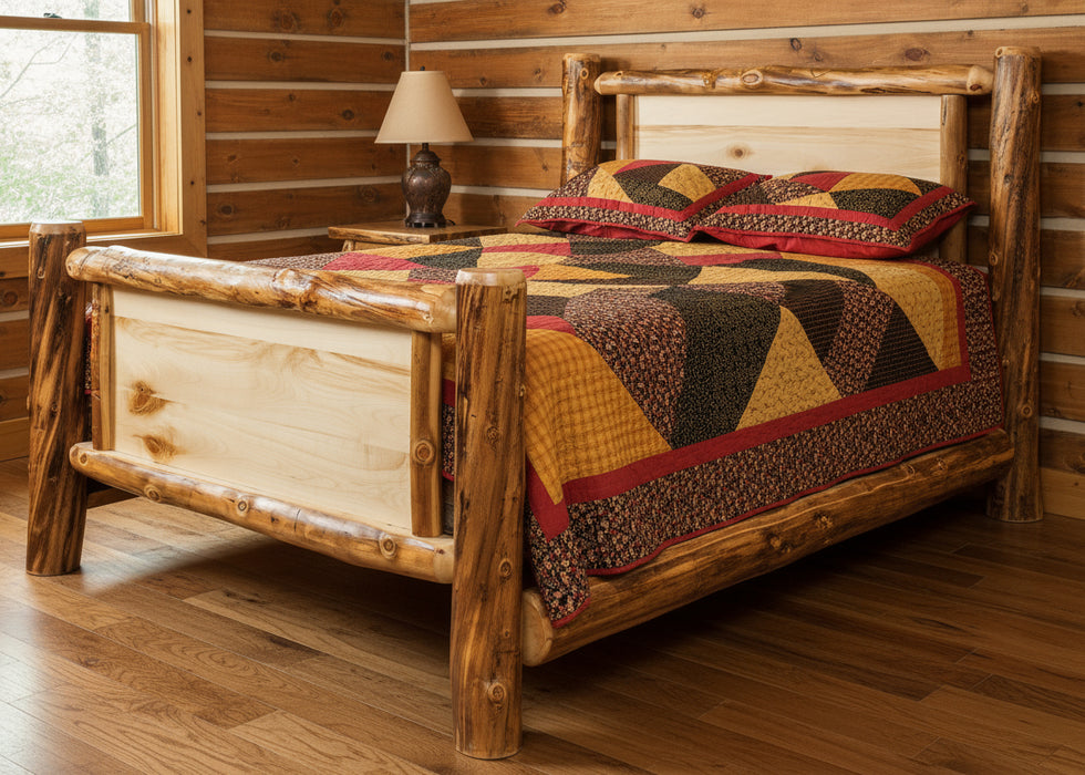 Amish Log Panel Bed