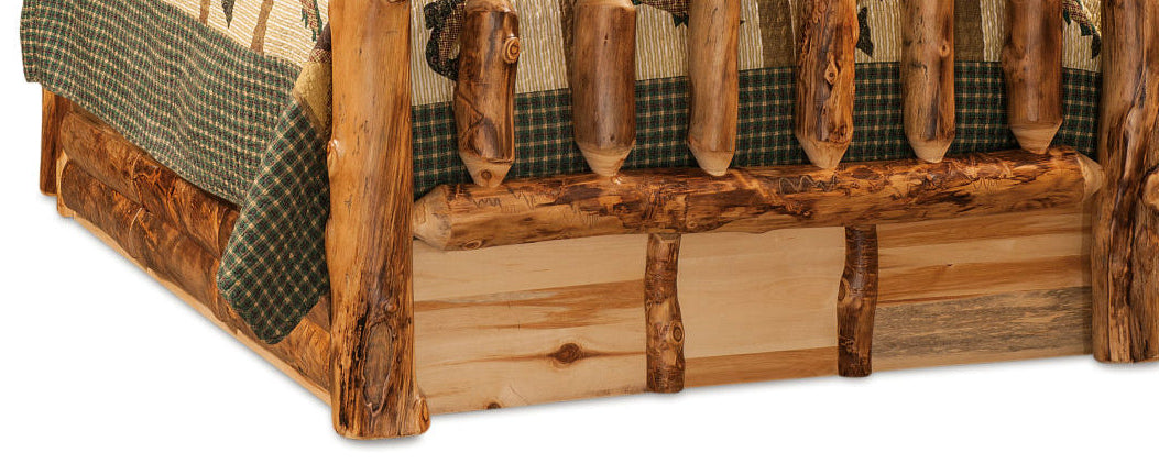 Amish Log 4-Poster Bed with Drawer Units