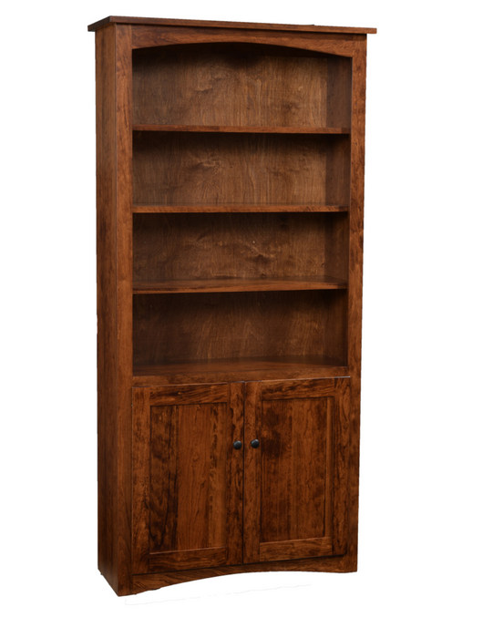 Quick Ship Amish Shaker Bookcase w/ Doors 36" x 72" Bookcases With Doors Shaker