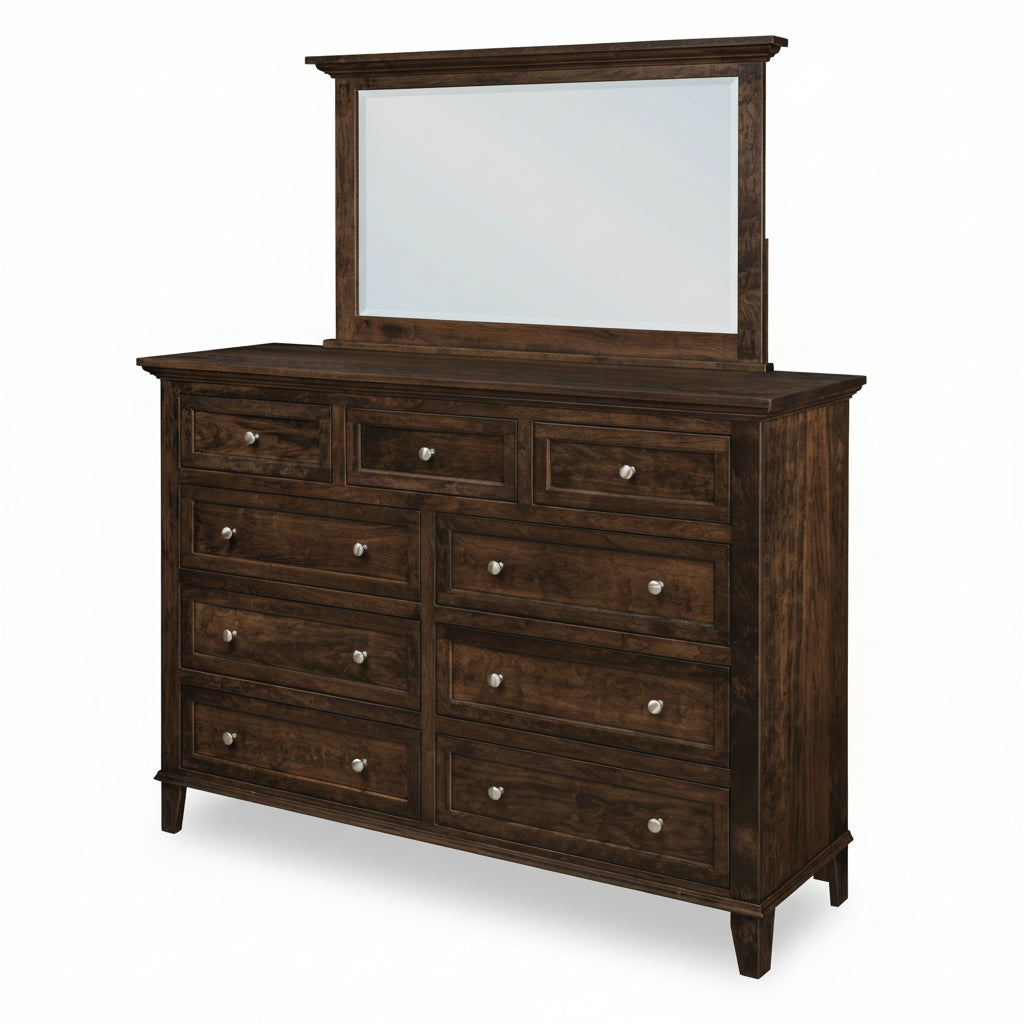 Quick Ship Amish Arlington High Dresser & Mirror Option Dressers Contemporary Sunrise Hardware