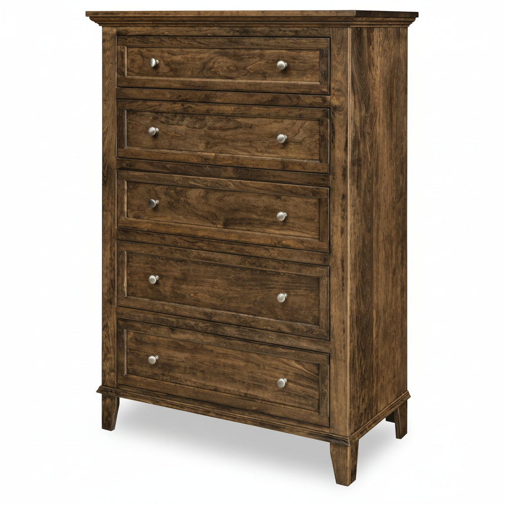 Quick Ship Amish Arlington Tall Chest of Drawers Chest of Drawers Contemporary Sunrise Hardware