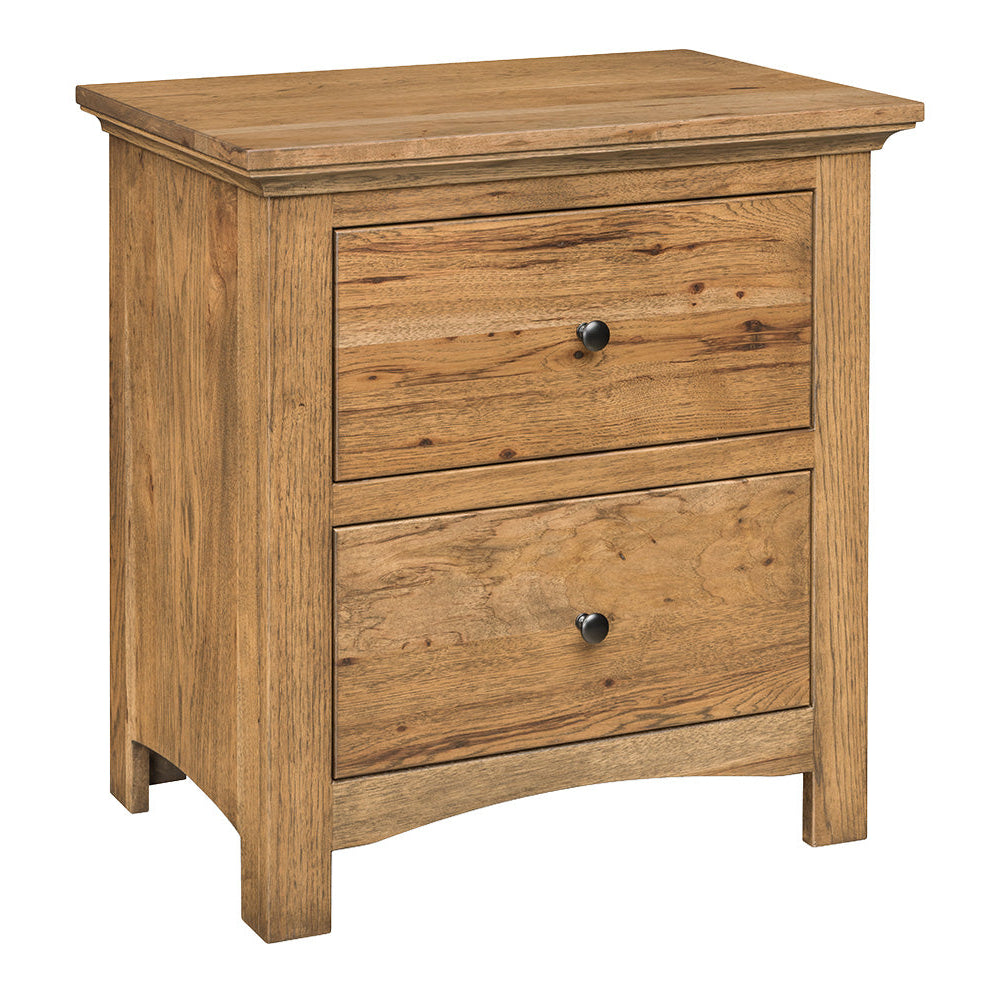 Quick Ship Amish Canton-Nightstand-W-011-Rustic-Hickory-with-Cappuccino-1