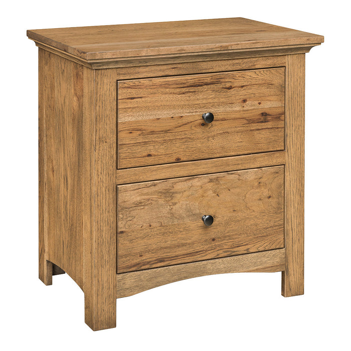 Quick Ship Amish Canton-Nightstand-W-011-Rustic-Hickory-with-Cappuccino-1