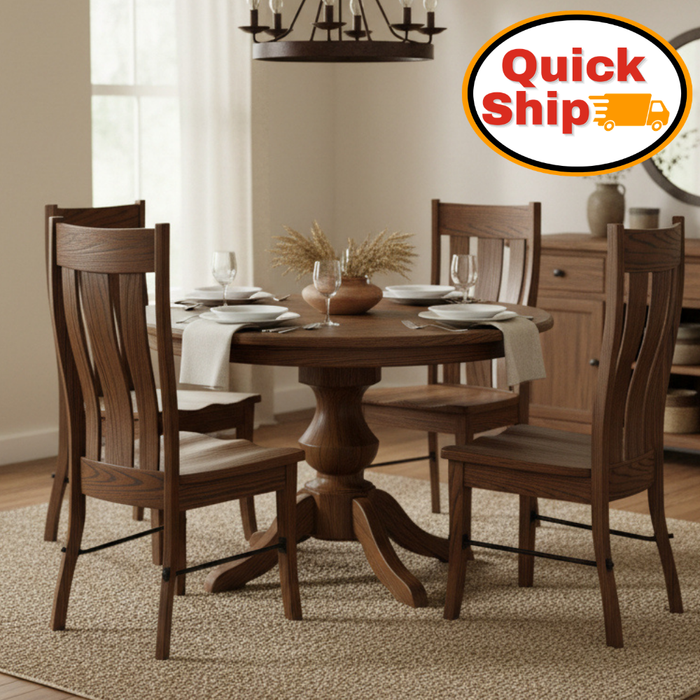 Quick Ship Amish Carla Single Pedestal Dining Set
