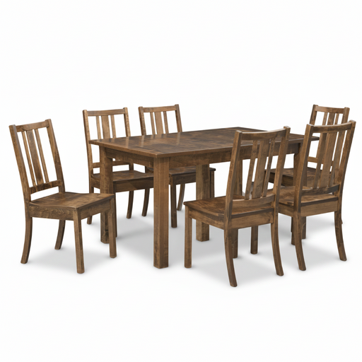 Quick Ship Amish Eco Leg Dining Set - Rough Sawn Brown Maple - Blank Background