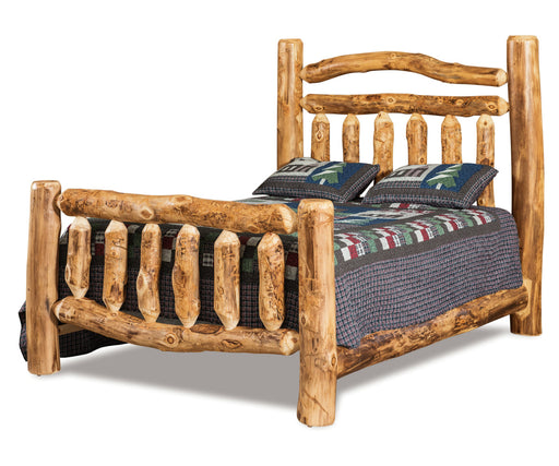 Quick Ship Amish Elkhorn Deluxe Aspen Log Bed - Queen Size - Genuine Aspen Log Bed 1