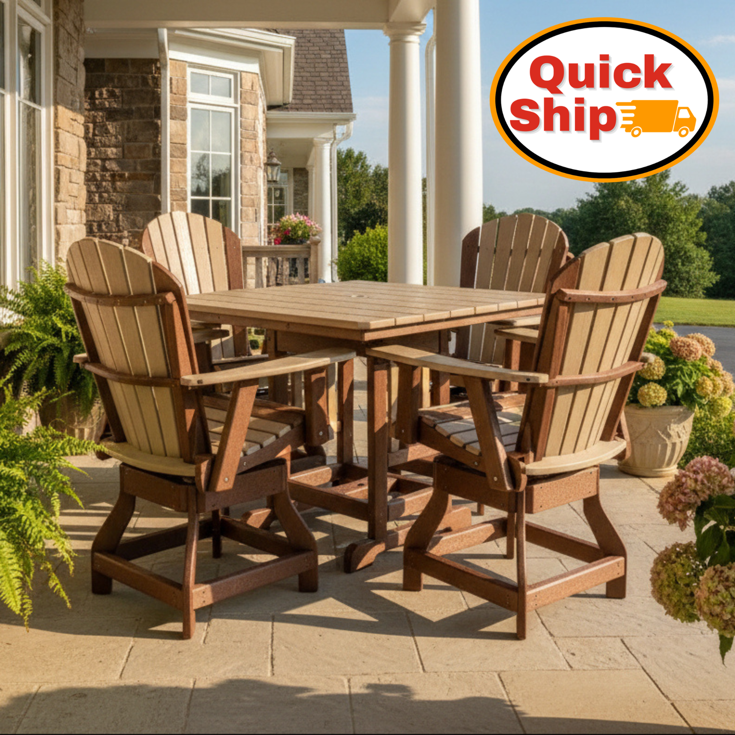 Quick_Ship_Amish_Hilton_Adirondack_44_Square_Counter_Height_Dining_Set_With_Swivel_Chairs_-_Set_Photo