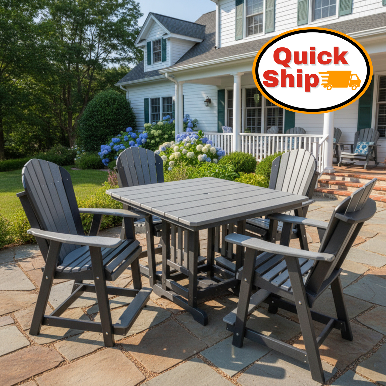 Quick Ship Amish Hilton Adirondack 44" Counter Dining Set