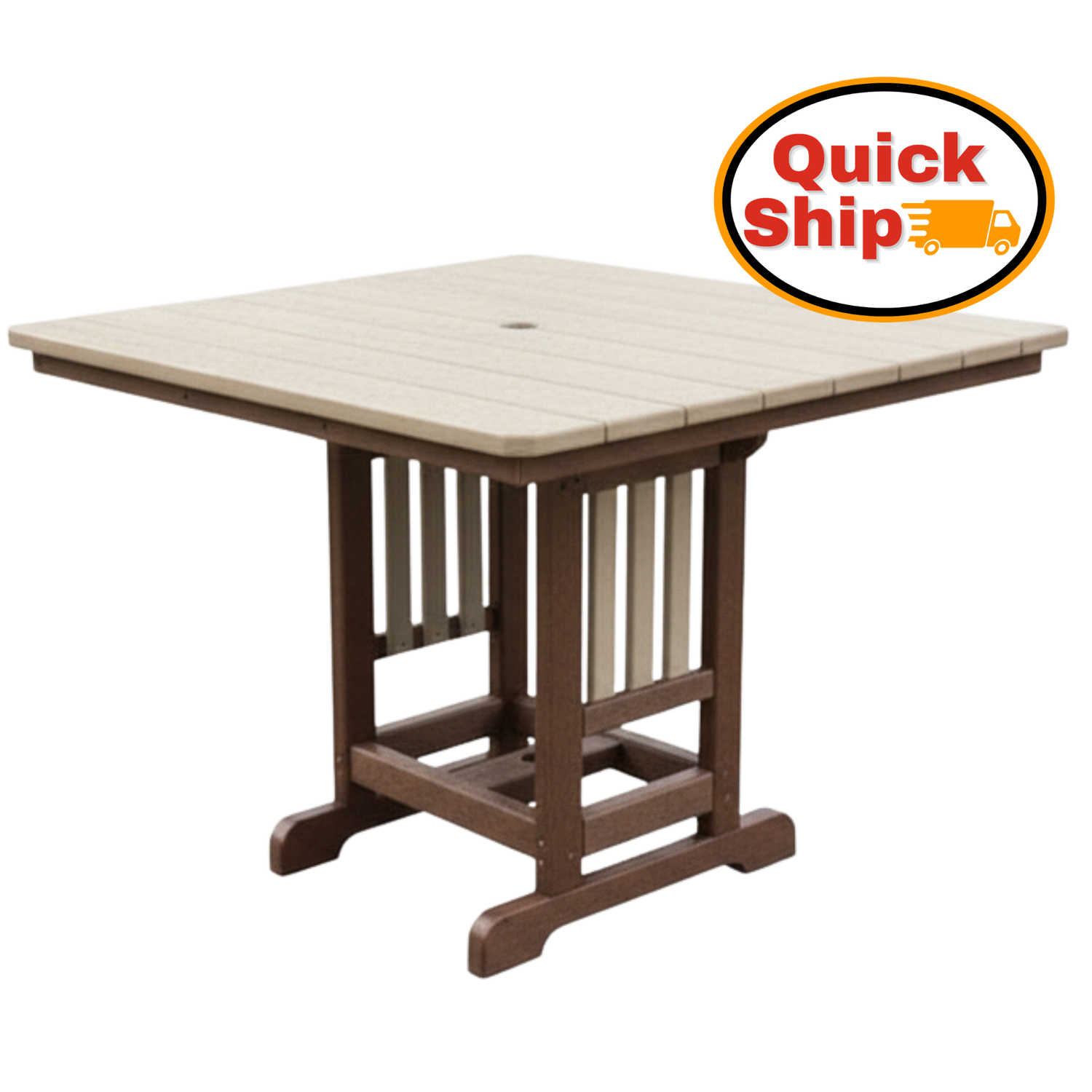 Quick Ship Amish Hilton Adirondack 44" Square Counter Dining Table