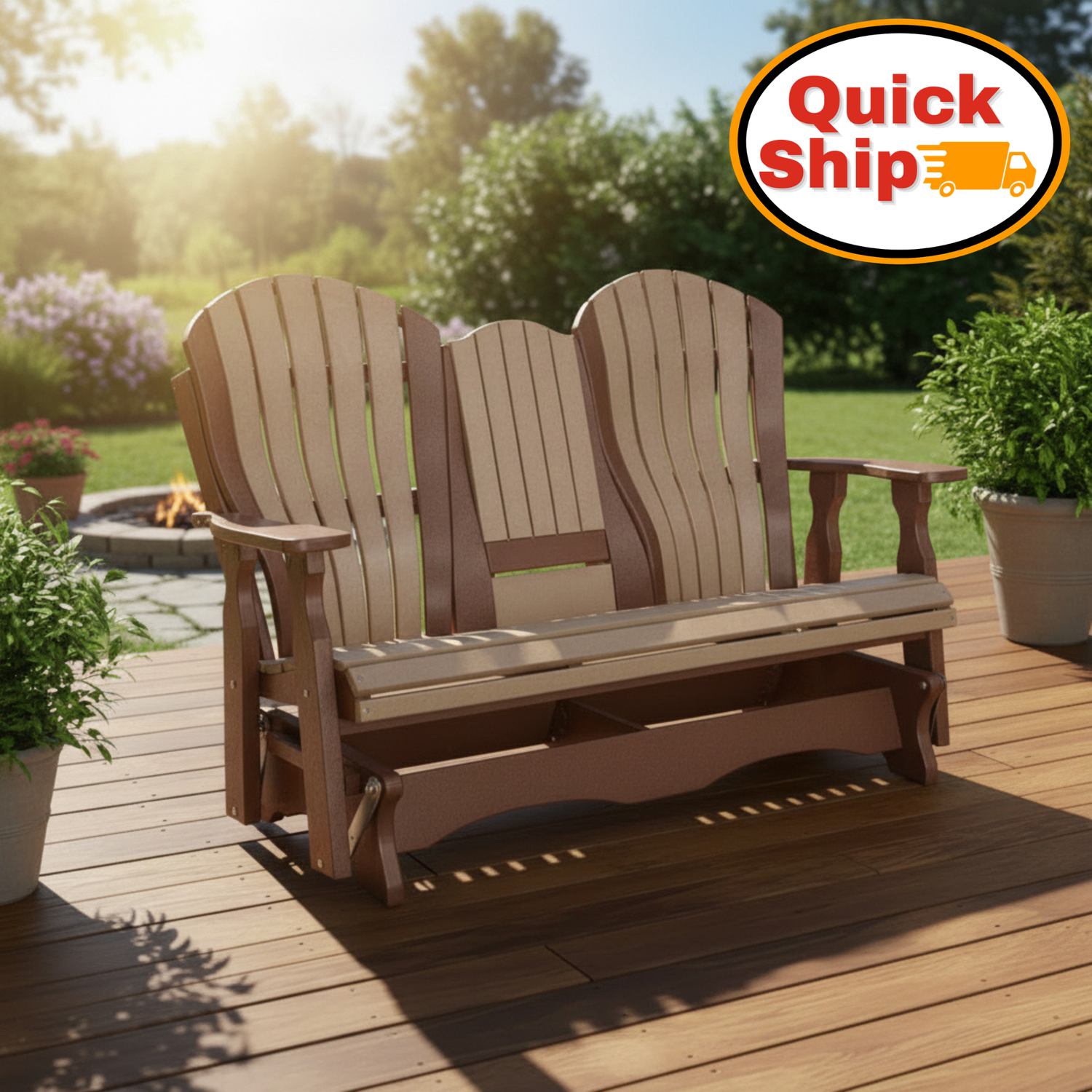 Quick Ship Amish 5' Bentback Settee Glider