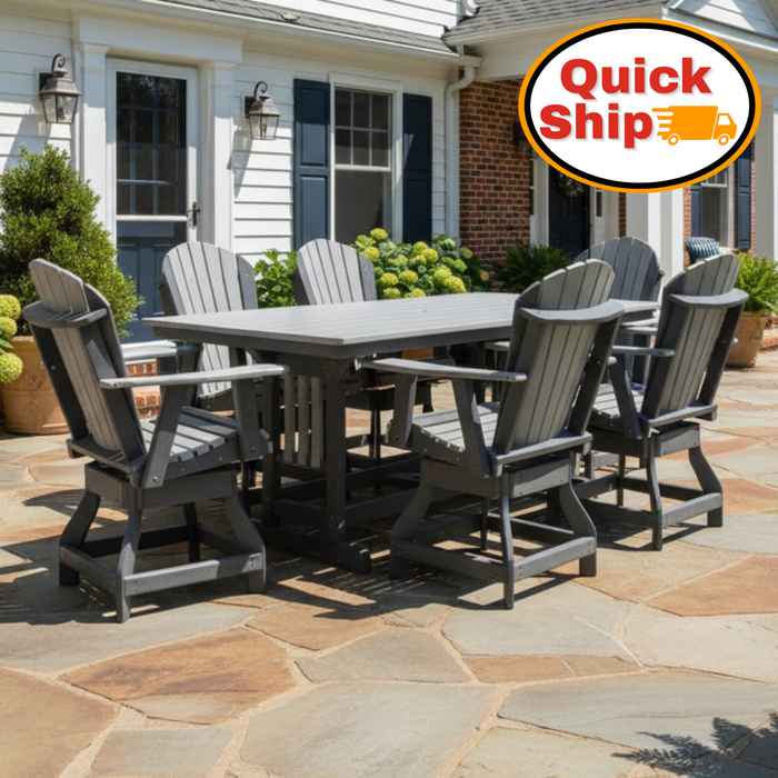 Quick Ship Amish Hilton Adirondack 44"x72" Counter Height Dining Set With Swivel Chairs - Set Photo
