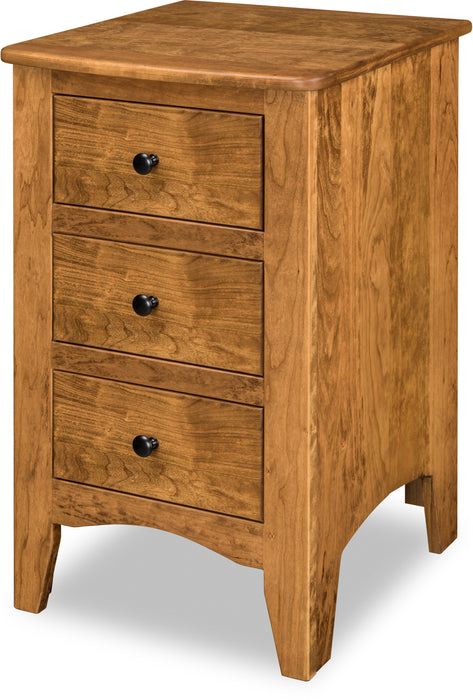 Quick Ship Amish Carlston 3-Drawer Nightstand Nightstands Contemporary Sunrise Hardware