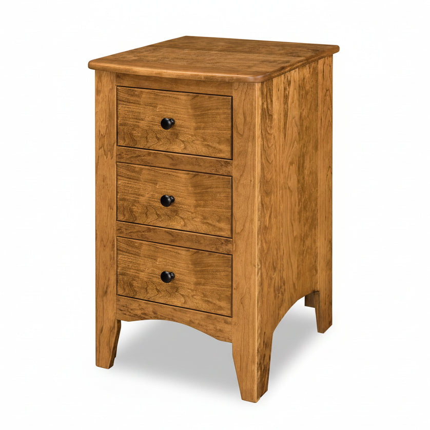 Quick Ship Amish Carlston 3-Drawer Nightstand Nightstands Contemporary Sunrise Hardware