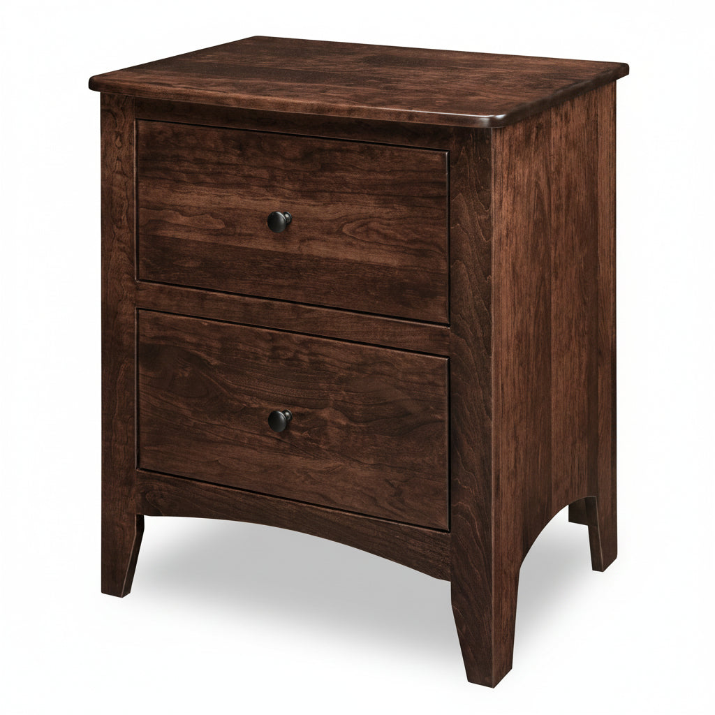 Quick Ship Amish Carlston 2-Drawer Nightstand Nightstands Contemporary Sunrise Hardware
