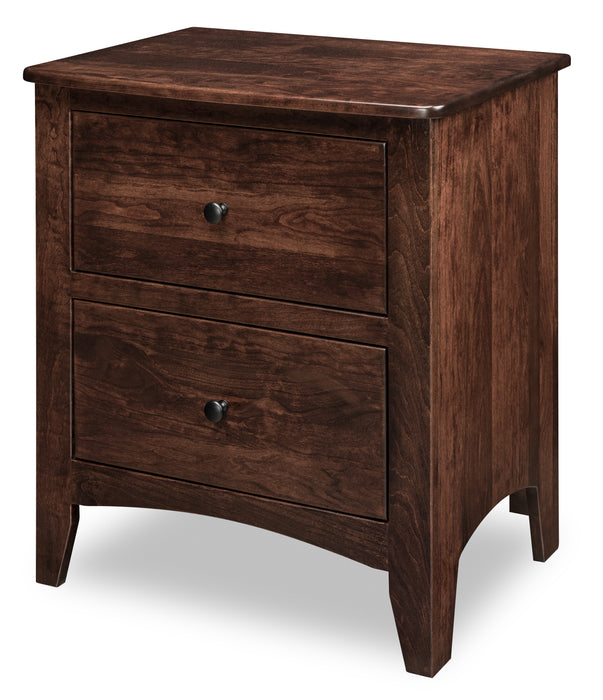 Quick Ship Amish Carlston 2-Drawer Nightstand Nightstands Contemporary Sunrise Hardware