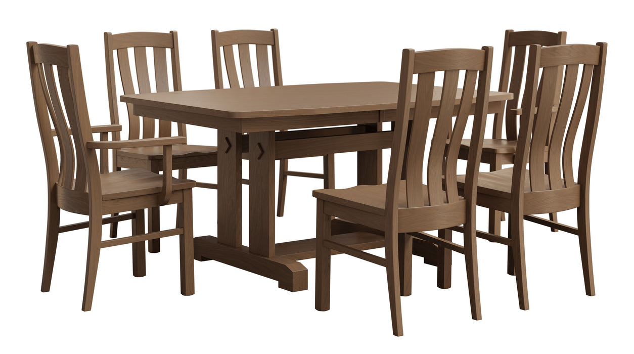 Amish Raleigh Dining Set Trestle Table & Chair Sets Shaker Traditional