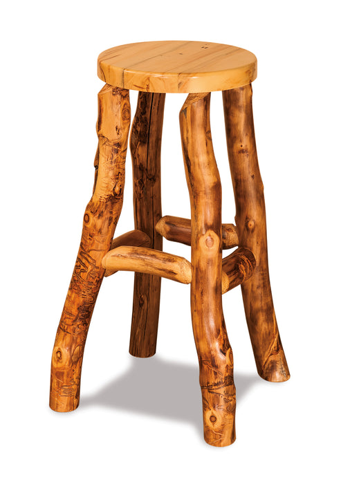 Amish Round Seat Log Bar Stool Barstools Log Furniture